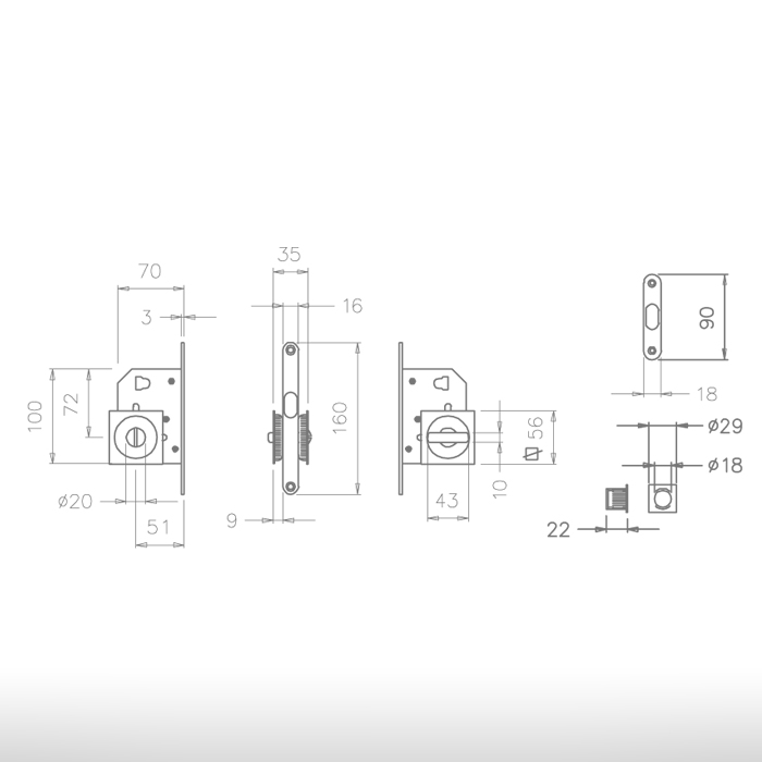 Conjunto para puerta corredera - 2849
