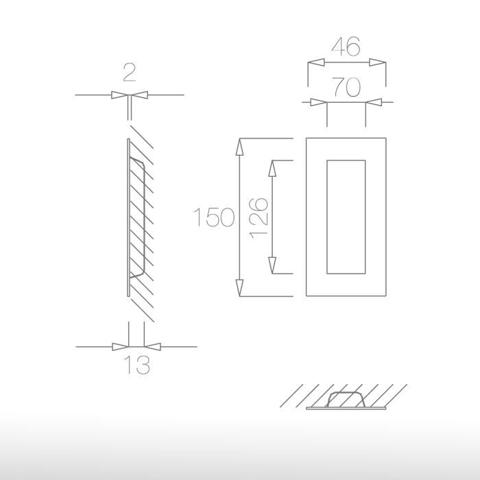 Rectangular Flush pull - 2651